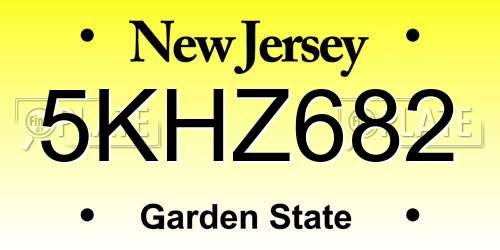 5KHZ682 New Jersey License Plate