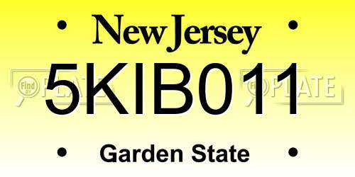 5KIB011 New Jersey License Plate