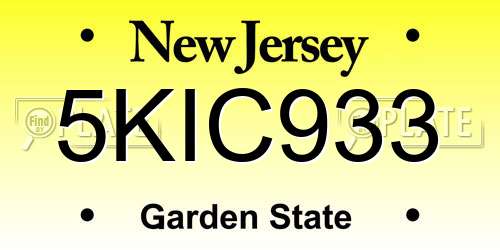 5KIC933 New Jersey License Plate