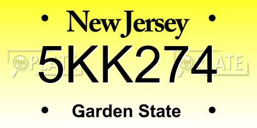 5KK274 New Jersey License Plate