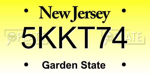 5KKT74 New Jersey License Plate
