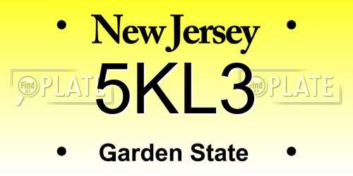 5KL3 New Jersey License Plate