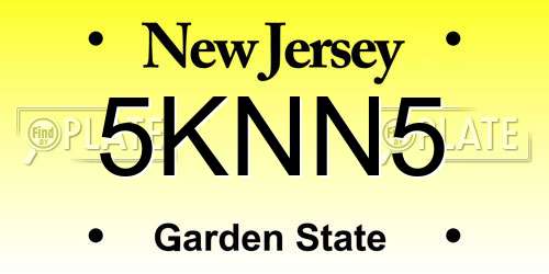 5KNN5 New Jersey License Plate