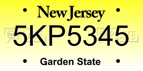 5KP5345 New Jersey License Plate