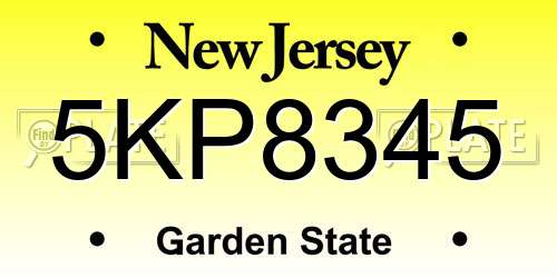 5KP8345 New Jersey License Plate