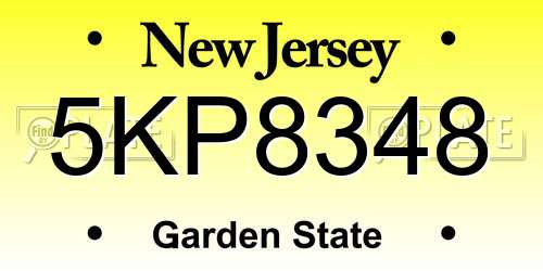 5KP8348 New Jersey License Plate