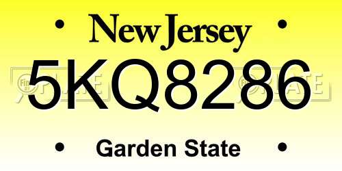 5KQ8286 New Jersey License Plate
