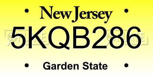 5KQB286 New Jersey License Plate