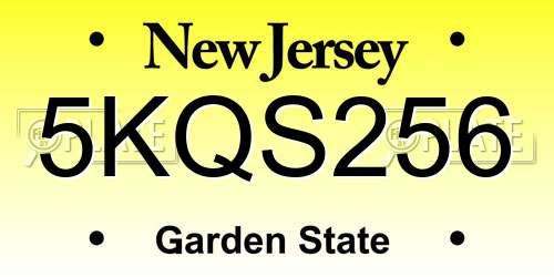5KQS256 New Jersey License Plate