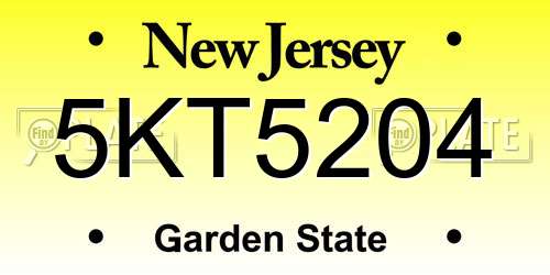 5KT5204 New Jersey License Plate