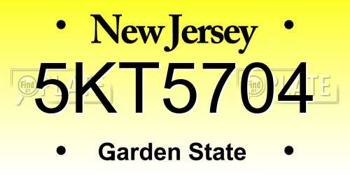 5KT5704 New Jersey License Plate