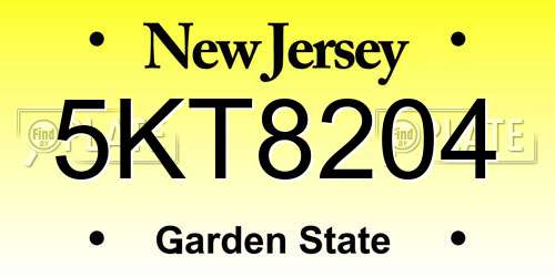 5KT8204 New Jersey License Plate