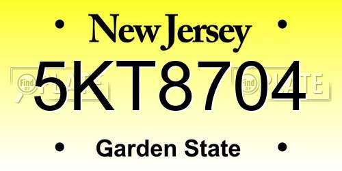 5KT8704 New Jersey License Plate