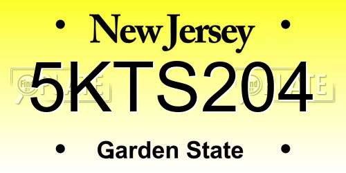 5KTS204 New Jersey License Plate