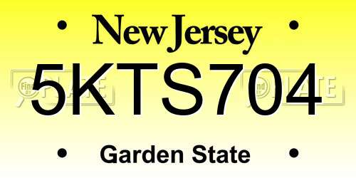 5KTS704 New Jersey License Plate
