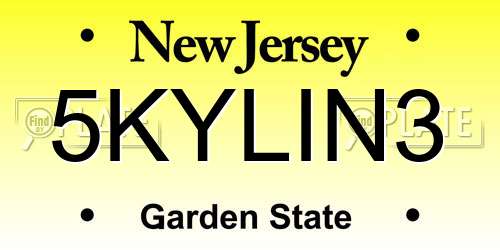 5KYLIN3 New Jersey License Plate