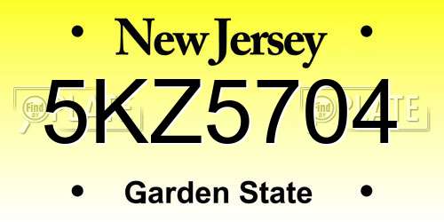 5KZ5704 New Jersey License Plate