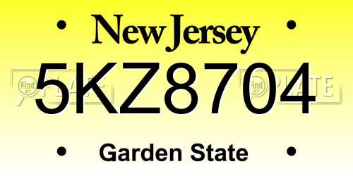 5KZ8704 New Jersey License Plate