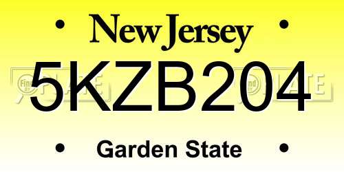 5KZB204 New Jersey License Plate