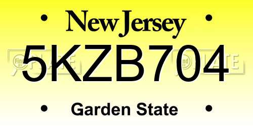 5KZB704 New Jersey License Plate