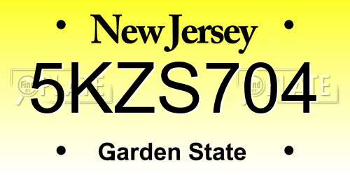 5KZS704 New Jersey License Plate