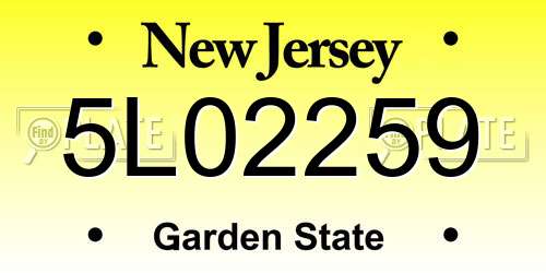 5L02259 New Jersey License Plate