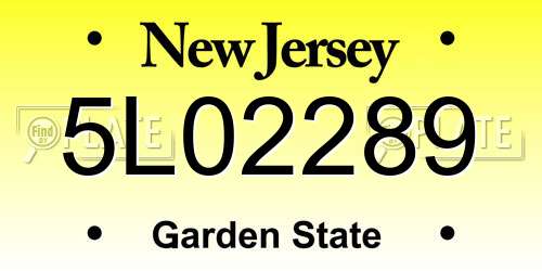5L02289 New Jersey License Plate