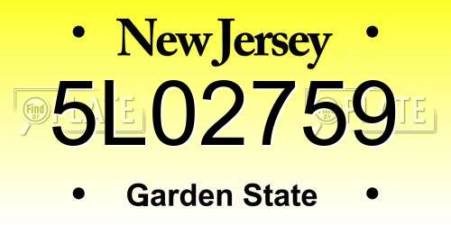 5L02759 New Jersey License Plate