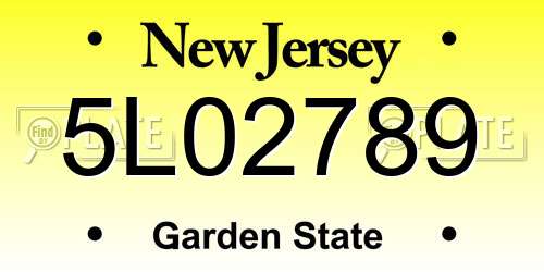 5L02789 New Jersey License Plate