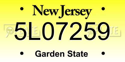 5L07259 New Jersey License Plate