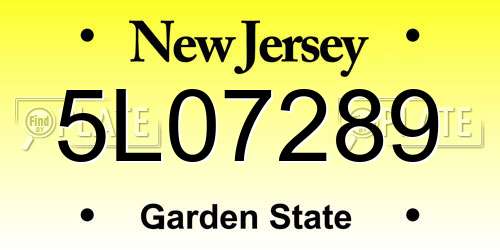 5L07289 New Jersey License Plate