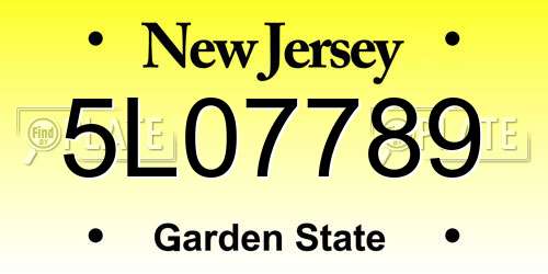 5L07789 New Jersey License Plate