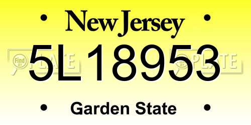 5L18953 New Jersey License Plate