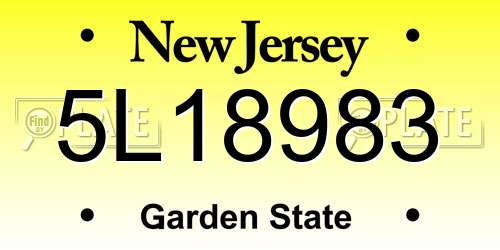 5L18983 New Jersey License Plate