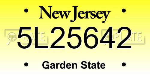 5L25642 New Jersey License Plate