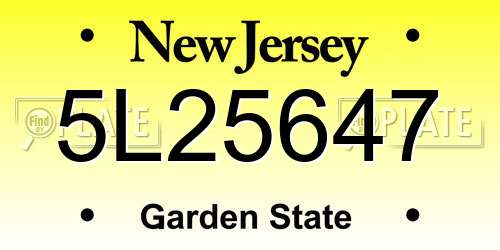 5L25647 New Jersey License Plate