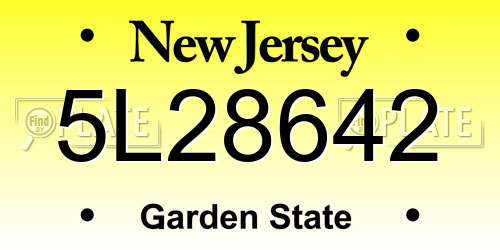 5L28642 New Jersey License Plate