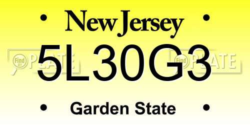 5L30G3 New Jersey License Plate