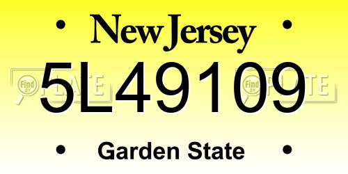 5L49109 New Jersey License Plate