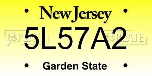 5L57A2 New Jersey License Plate