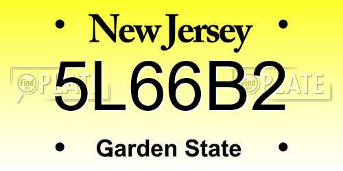 5L66B2 New Jersey License Plate