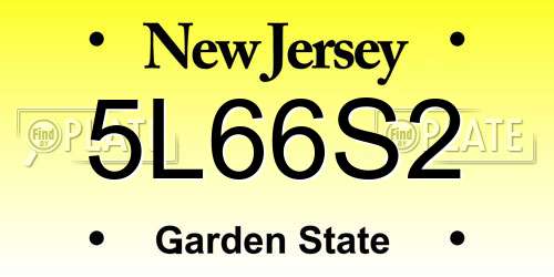 5L66S2 New Jersey License Plate