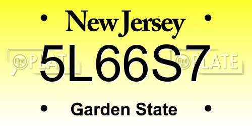 5L66S7 New Jersey License Plate