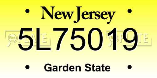 5L75019 New Jersey License Plate