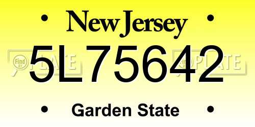 5L75642 New Jersey License Plate