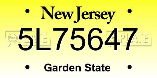 5L75647 New Jersey License Plate
