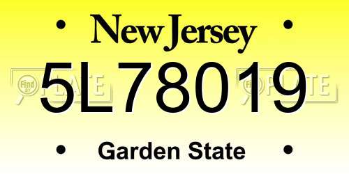 5L78019 New Jersey License Plate