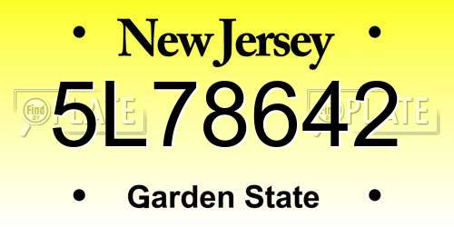 5L78642 New Jersey License Plate