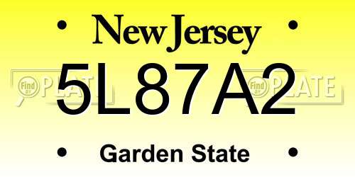 5L87A2 New Jersey License Plate