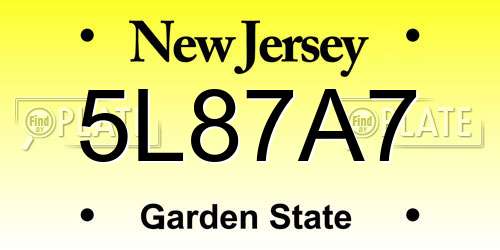 5L87A7 New Jersey License Plate